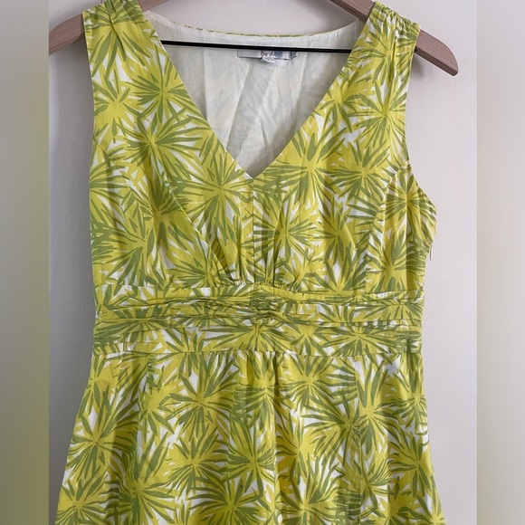 Boden Womens Green Sleeveless A Line V Neck Knee Sun Dress Size 6R Tropical - Picture 2 of 5